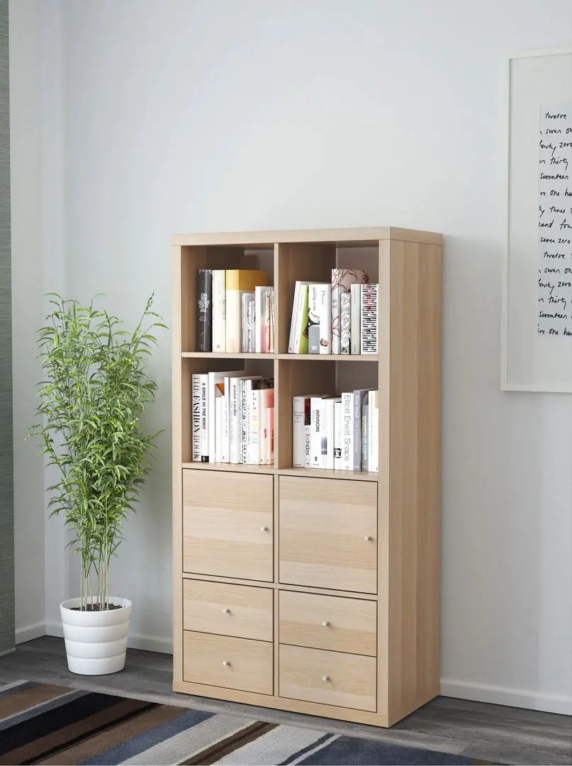 Etajera Ikea Kallax cu 4 organizatoare 147x77 (Aspect Stejar Antichizat)