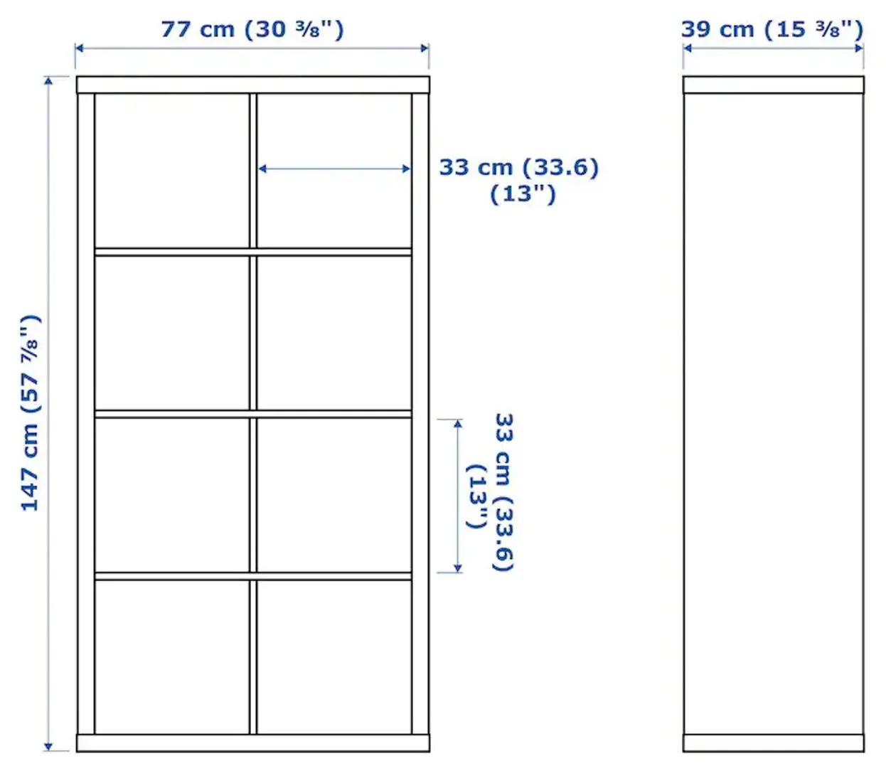 Etajera Ikea Kallax cu 4 organizatoare 147x77 (Aspect Stejar Antichizat)