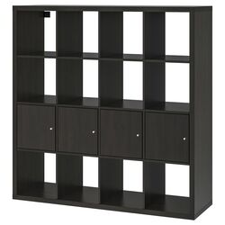 Etajera Ikea Kallax cu 4 organizatoare/4 rafturi 147x147 (Negru-maro)
