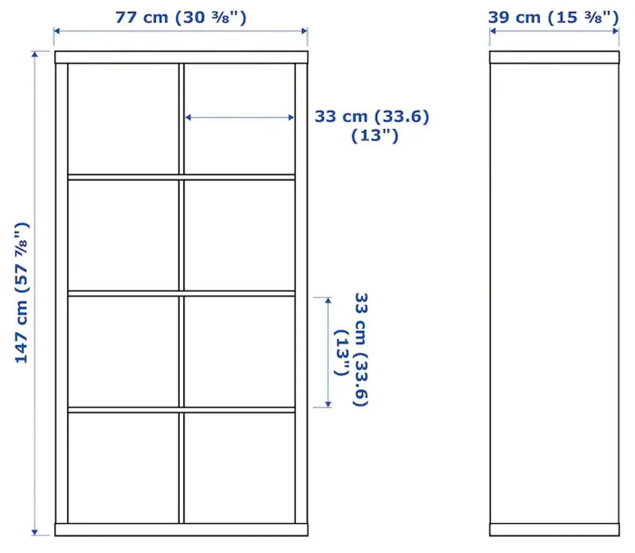 Etajera Ikea Kallax cu 4 organizatoare 77x147 (Negru-maro)