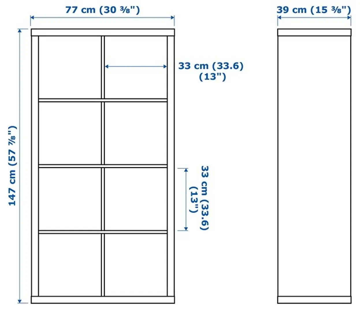 Etajera Ikea Kallax cu 4 poliţe 77x147 (Lucios/Alb)
