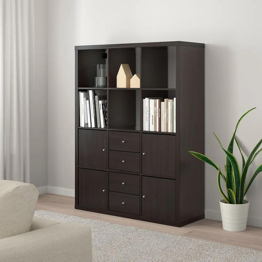 Etajera Ikea Kallax cu 6 organizatoare 112x147 (Negru-maro)
