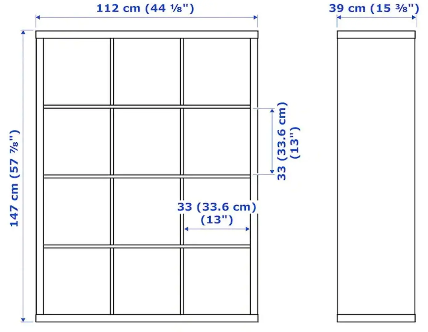 Etajera Ikea Kallax cu 6 organizatoare 112x147 (Negru-maro)