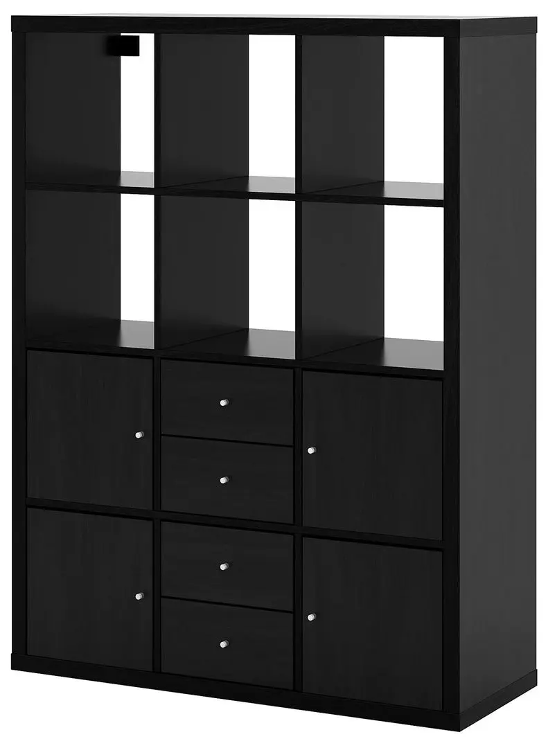 Etajera Ikea Kallax cu 6 organizatoare 112x147 (Negru-maro)