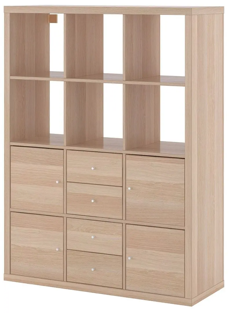 Etajera Ikea Kallax cu 6 organizatoare 112x147 (Aspect Stejar Antichizat)