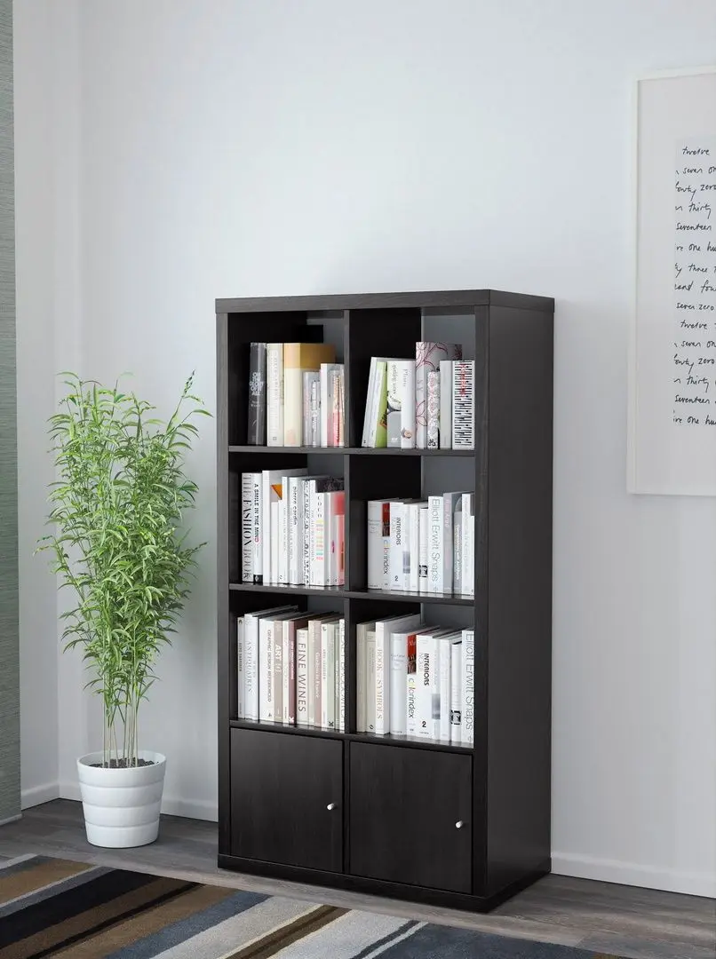 Etajera Ikea Kallax cu uşi 77x147 (Negru-maro)