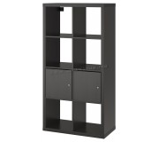 Etajera Ikea Kallax cu uşi 77x147 (Negru-maro)