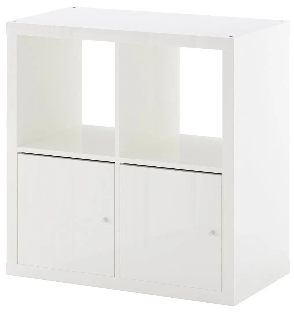 Стеллаж Ikea Kallax с дверцами 77x77 (Глянцевый/Белый)