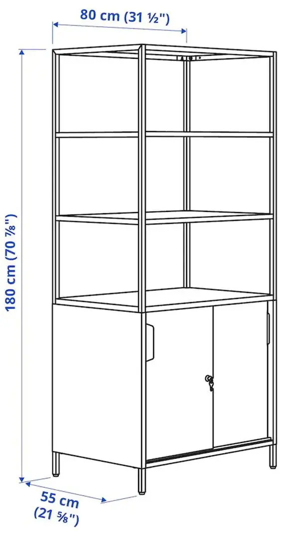 Etajera Ikea Trotten cu usi glisante 80x180 (Antracit)