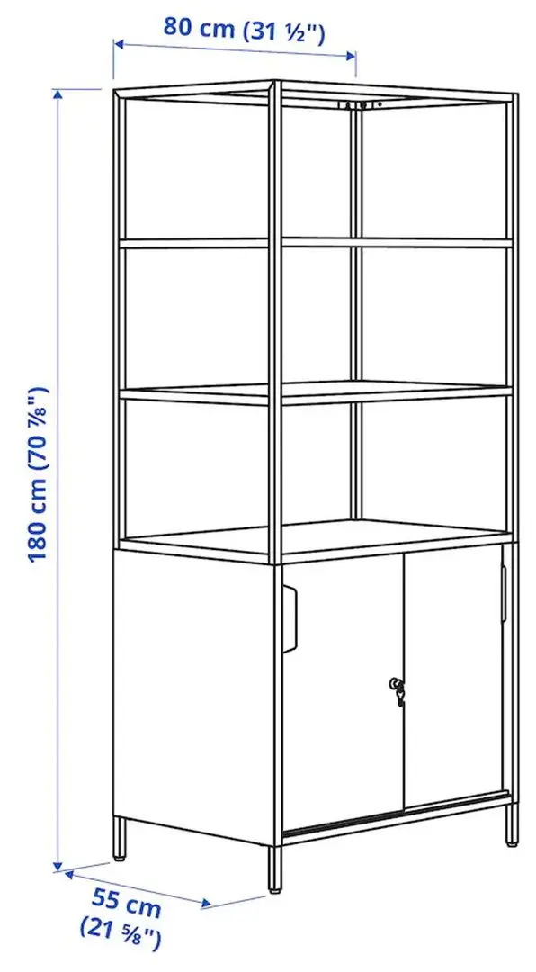 Etajera Ikea Trotten cu usi glisante 80x180 (Alb)