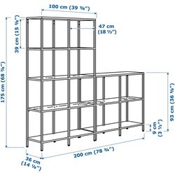 Etajera Ikea Vittsjo 200x36x175 (Negru-maro/Sticla) Thumb