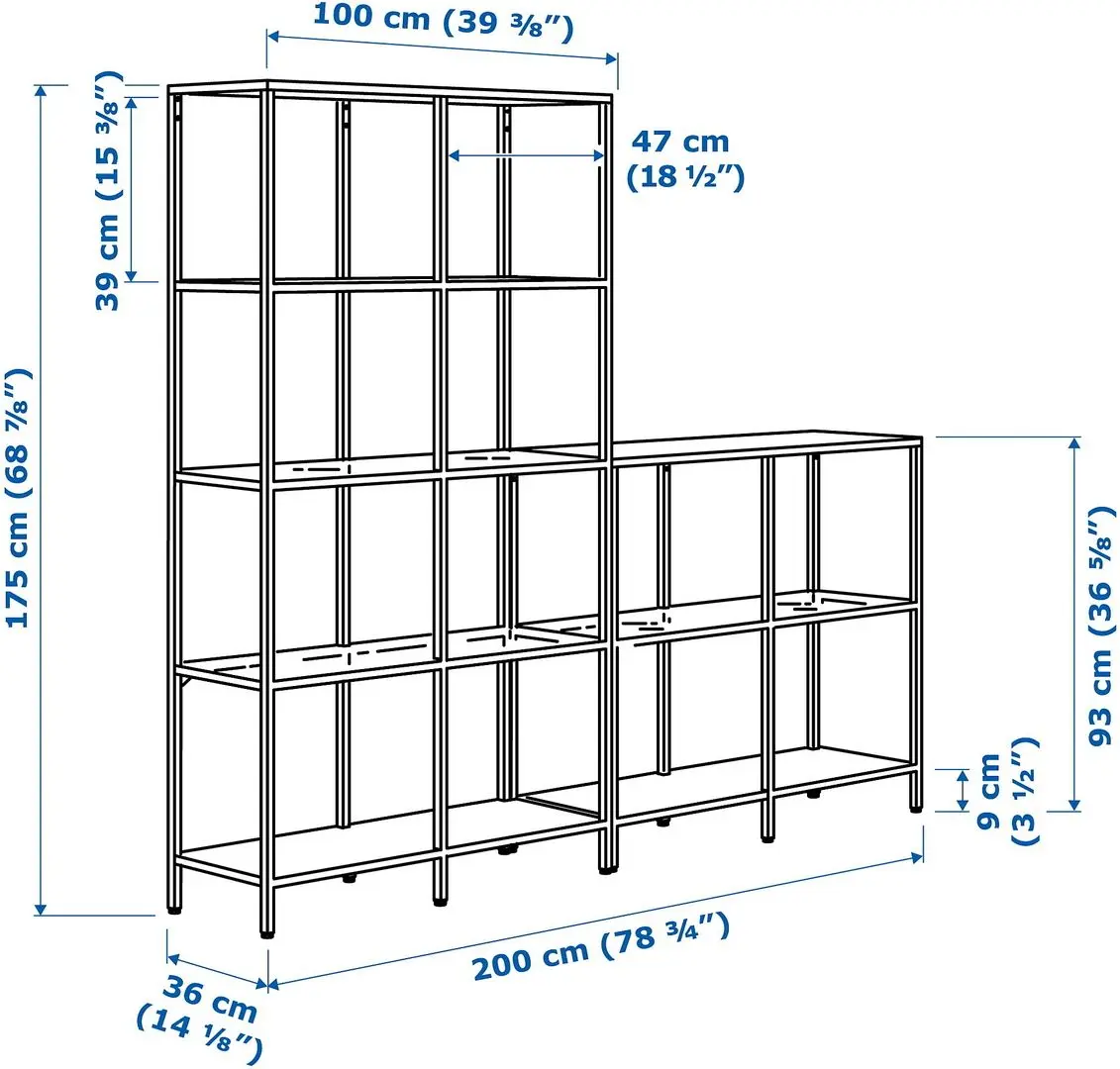 Etajera Ikea Vittsjo 200x36x175 (Negru-maro/Sticla)