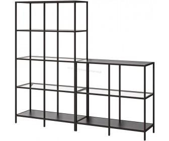 Стеллаж Ikea Vittsjo 200x36x175 (Черно-коричневый/Стекло)