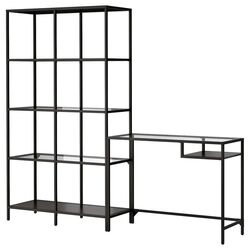 Стеллаж Ikea Vittsjo cтекло/стол для ноутбука 200x36x175 (Черно-коричневый)