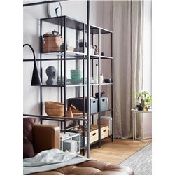 Etajera Ikea Vittsjo sticla 151x36x175 (Negru-maro) Thumb