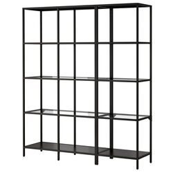 Etajera Ikea Vittsjo sticla 151x36x175 (Negru-maro)