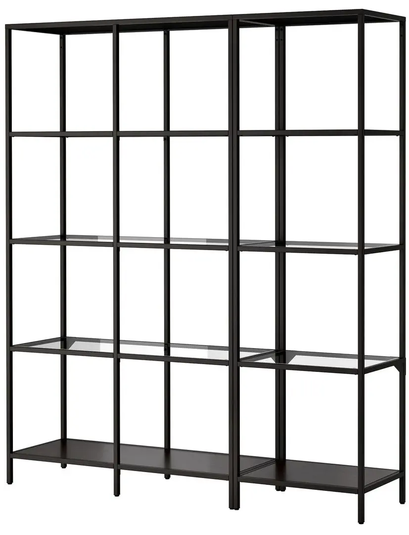 Etajera Ikea Vittsjo sticla 151x36x175 (Negru-maro)