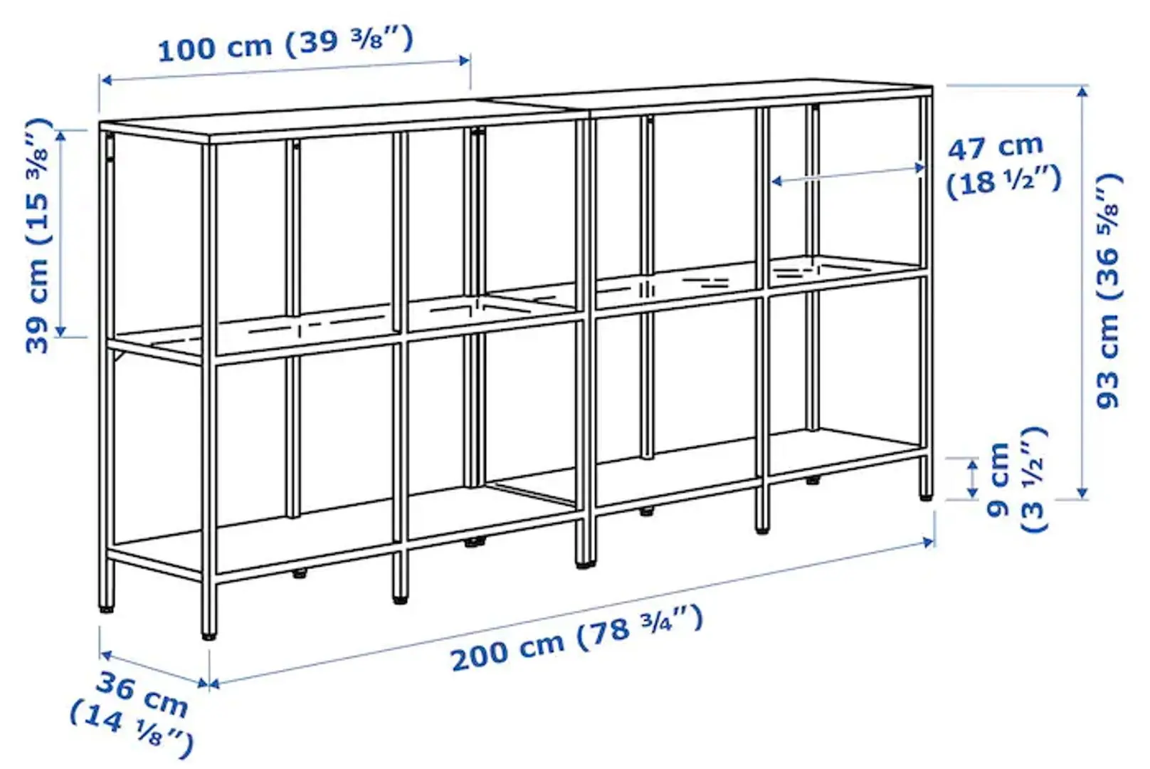 Etajera Ikea Vittsjo sticla 200x36x9 (Negru-maro)