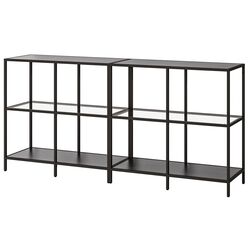 Стеллаж Ikea Vittsjo стекло 200x36x9 (Черно-коричневый)
