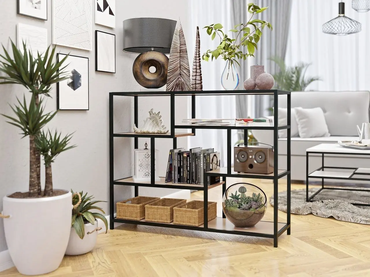 Etajera Mirjan24 Runoya I/Carlo I (Black/Natural)