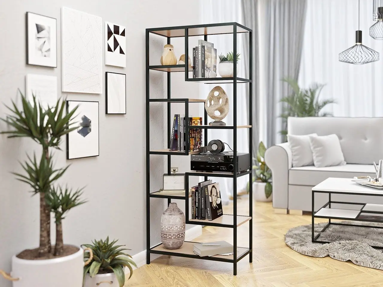 Etajera Mirjan24 Runoya II/Carlo II (Black/Natural)