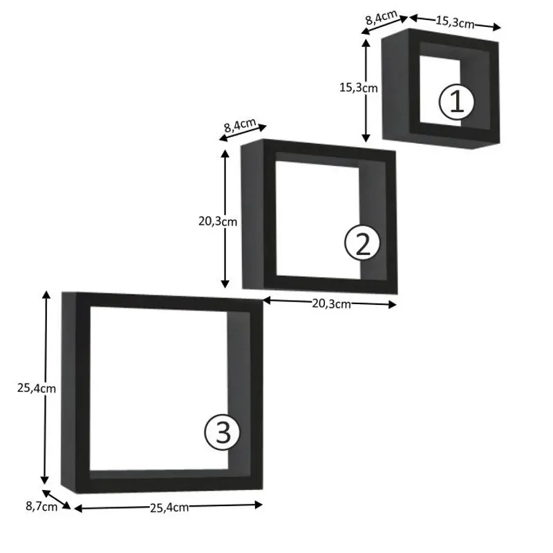 Combinatie de rafturi suspendate Mobhaus Kvadro New (Black)