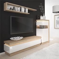 Полка Tempo Kondela Leonardo LYOP03 (Riviera Oak/White Extra High Gloss) Thumb