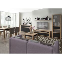 Полка Mobhaus Lucita HAVD01 (Lefkas Oak Dark/Black Matt) Thumb