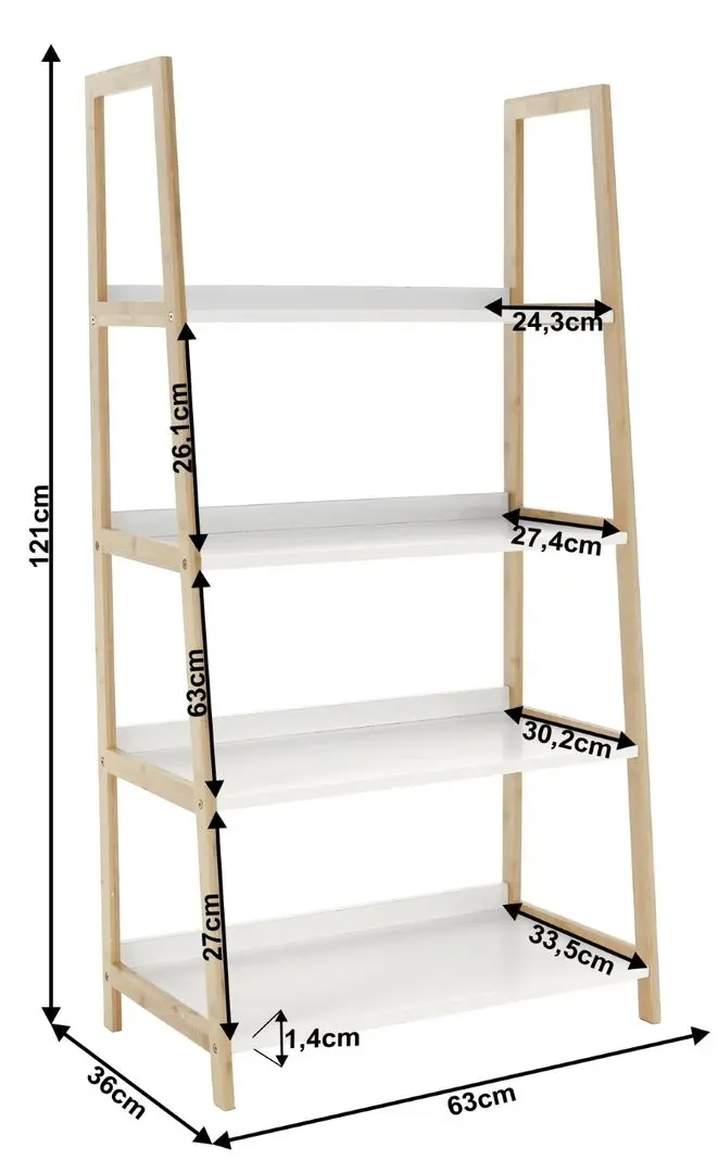Etajera Mobhaus Koen Typ 2 (White/Natural)