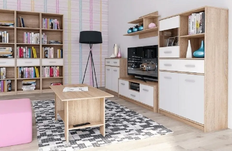 Etajera Mobhaus Teyo 1S (White/Sonoma Oak) - 2