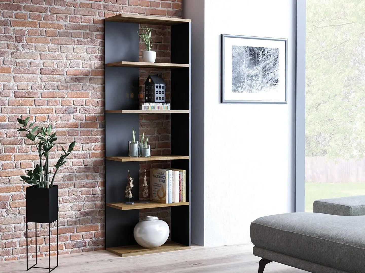 Стеллаж Signal Corner (Wotan Oak/Black) - 2