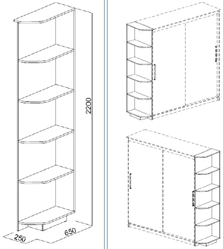 Etajera de colt SV-mebel №1 (Ash Anchor Light)