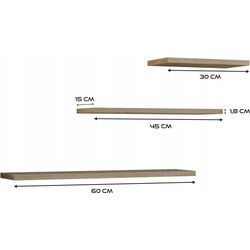 Set de rafturi TopEshop Tobi 3P (Sonoma Oak) Thumb