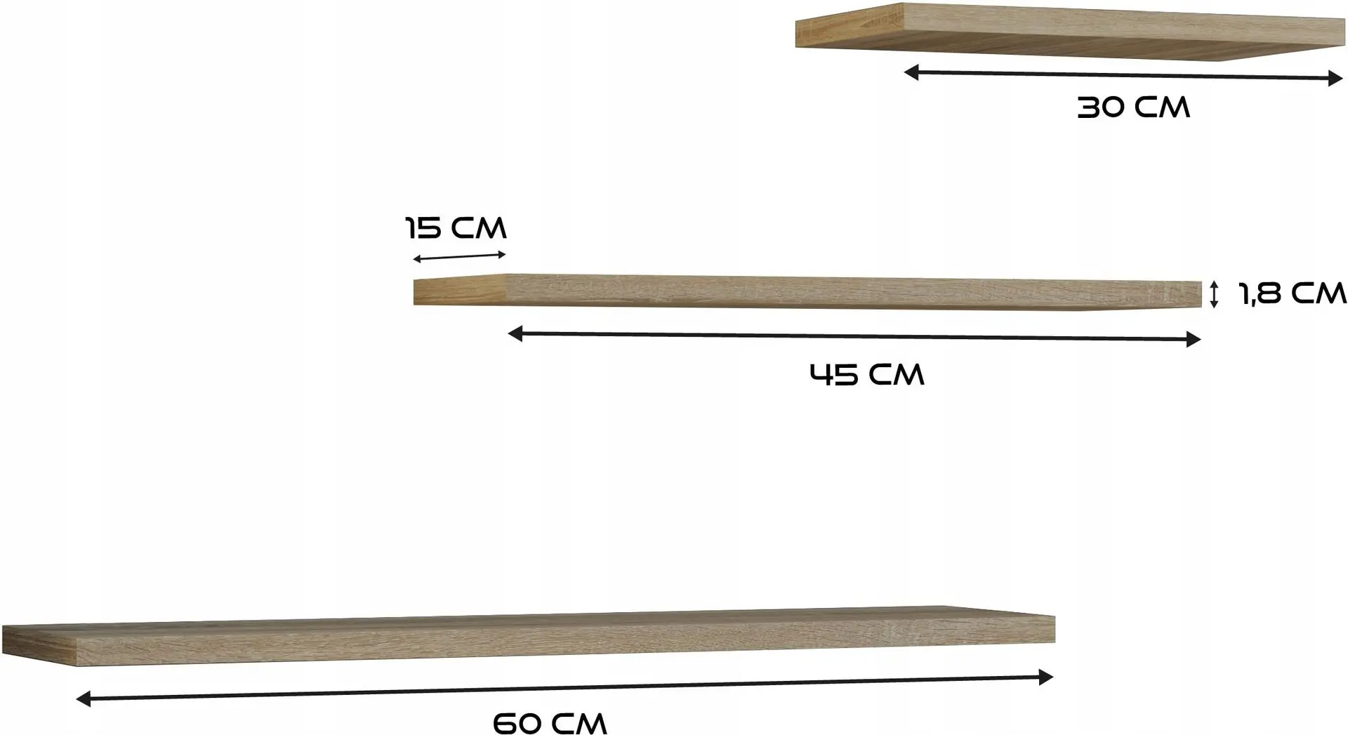 Set de rafturi TopEshop Tobi 3P (Sonoma Oak)