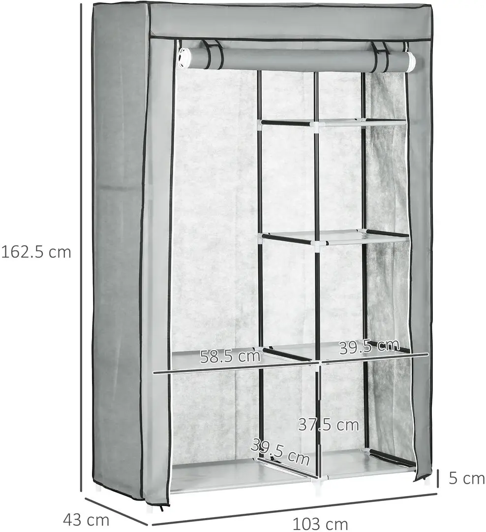 Sistem depozitare Homcom 850-213V00LG 103x43x162 cm (Light Grey)