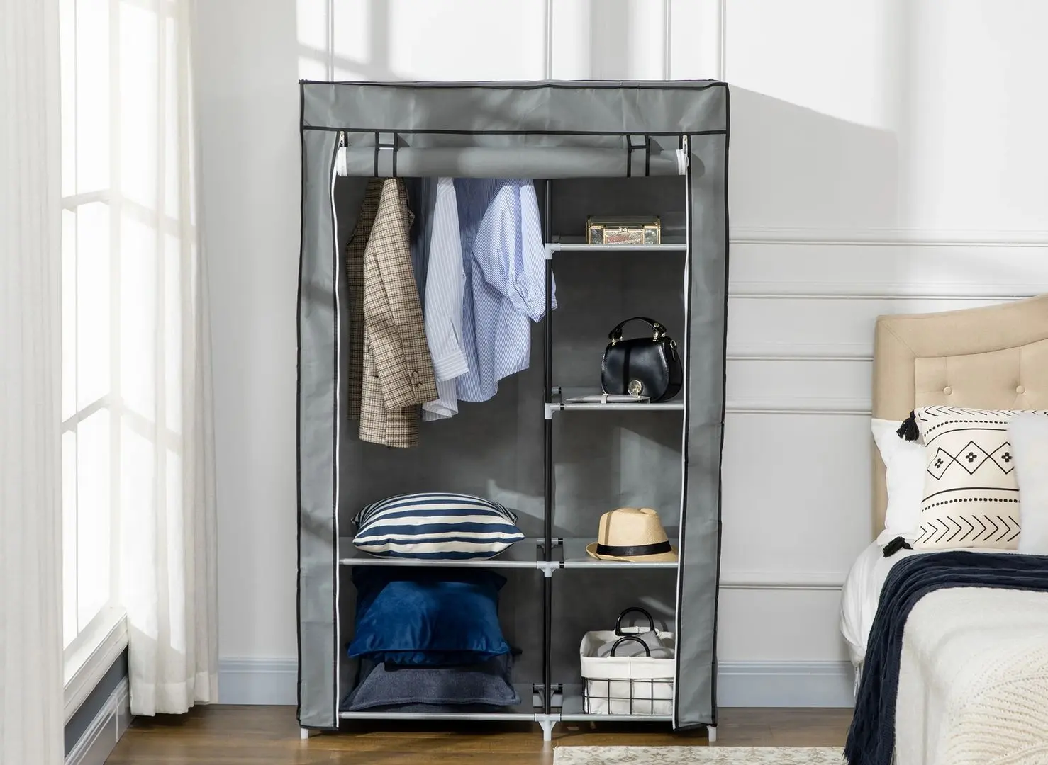 Sistem depozitare Homcom 850-213V00LG 103x43x162 cm (Light Grey)