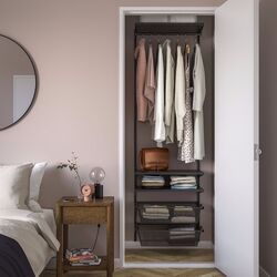 Sistem de depozitare Ikea Boaxel rafturi/bara/2 cosuri 62x40x201 (Antracit)