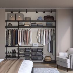 Sistem de depozitare Ikea Boaxel rafturi/bara/6 cosuri 250x40x201 (Antracit)