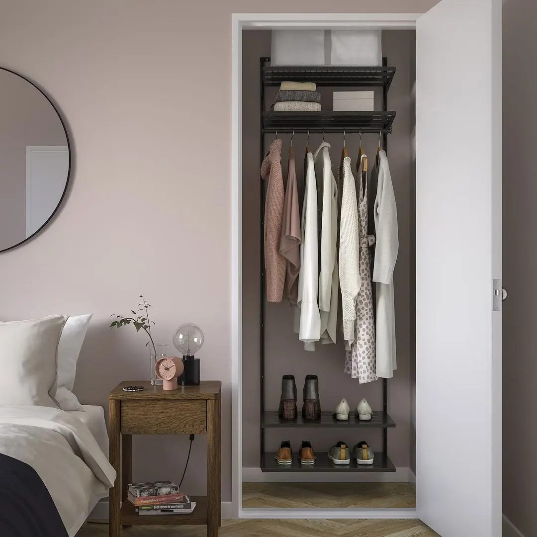 Sistem depozitare Ikea Boaxel rafturi/bara 62x40x201 (Antracit)