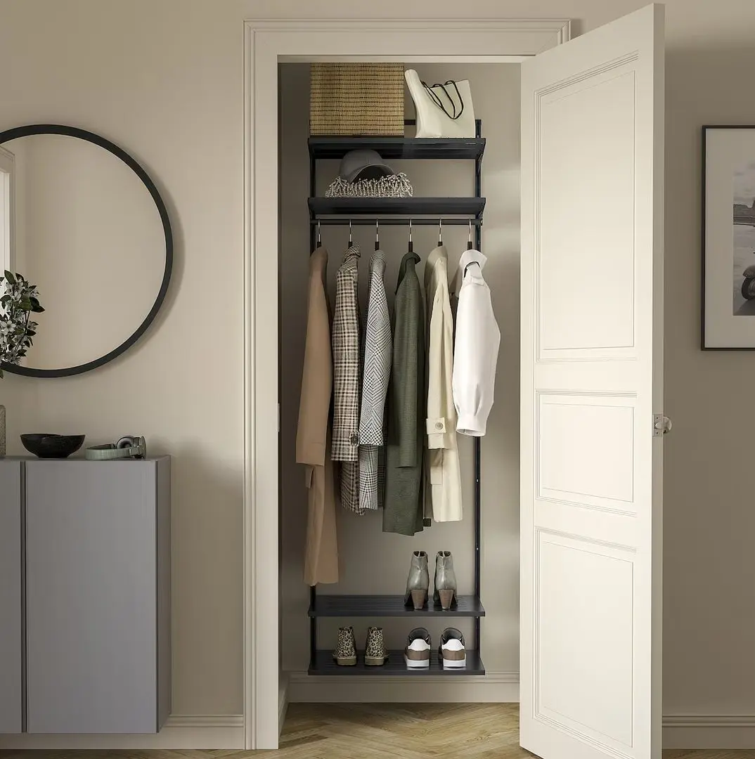 Sistem depozitare Ikea Boaxel rafturi/bara 62x40x201 (Antracit)