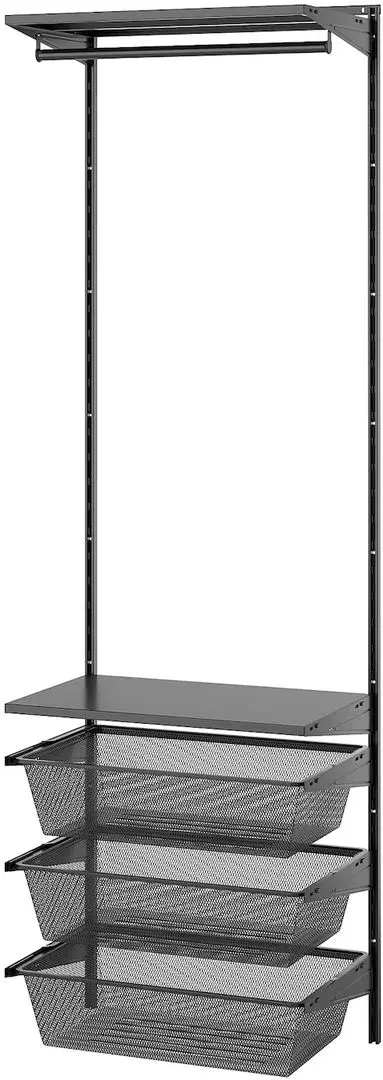 Sistem depozitare Ikea Boaxel rafturi/bara/cosuri 62x40x201 (Antracit)