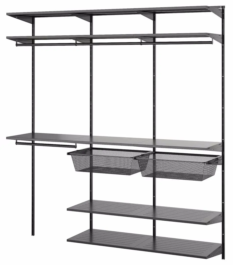 Система хранения Ikea Boaxel полки/штанги/2 корзины 187x40x201 (Антрацит)