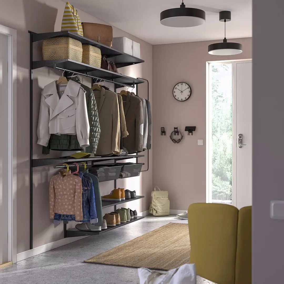 Система хранения Ikea Boaxel полки/штанги/2 корзины 187x40x201 (Антрацит)