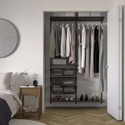 Sistem de depozitare Ikea Boaxel rafturi/bara/3 cosuri 125x40x201 (Antracit)