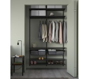 Sistem depozitare Ikea Boaxel rafturi/bare/cosuri 125x40x201 (Antracit)