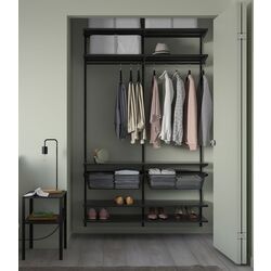 Sistem depozitare Ikea Boaxel rafturi/bare/cosuri 125x40x201 (Antracit)