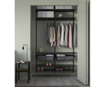 Sistem depozitare Ikea Boaxel rafturi/bare/cosuri 125x40x201 (Antracit)