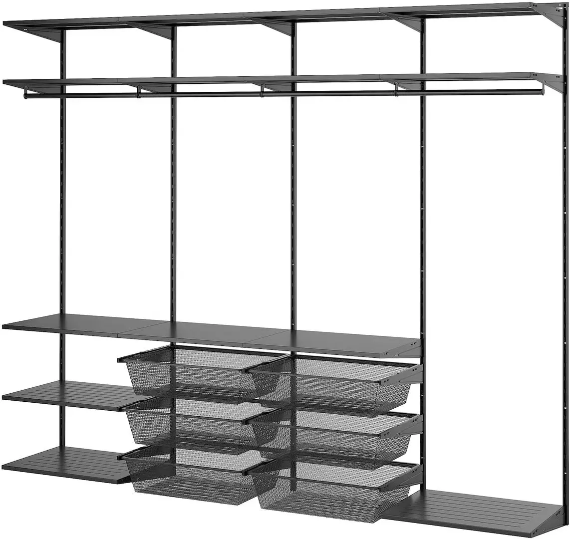 Sistem depozitare Ikea Boaxel rafturi/bare/cosuri 250x40x201 (Antracit)