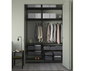 Sistem depozitare Ikea Boaxel raftrui/bare/cosuri 145x40x201 (Antracit)