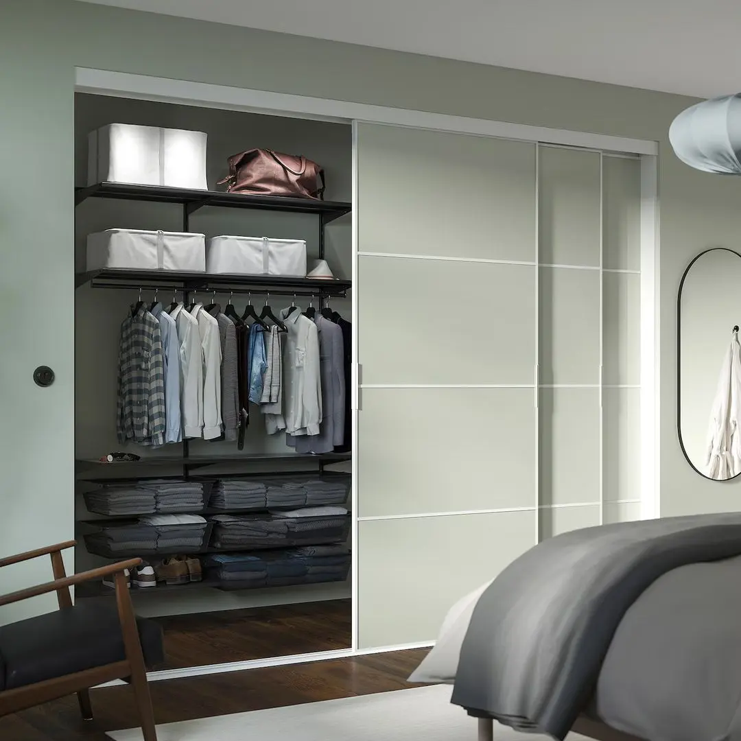 Система хранения Ikea Boaxel полки/штнги/корзины 145x40x201 (Антрацит)